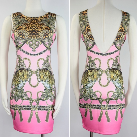 Ju-Ju-Be Dresses & Skirts - NWOT Tiger & Chains Print Backless Bodycon Dress M